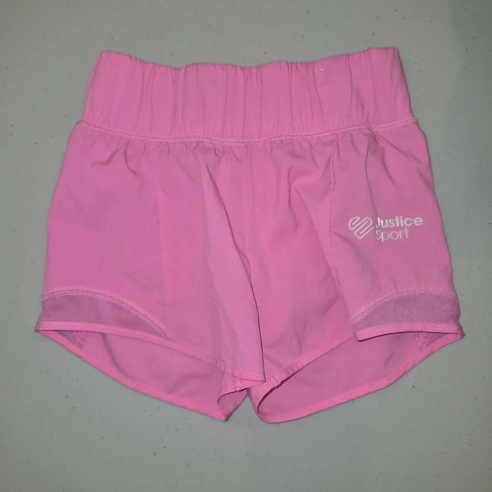 JUSTICE & Varsity Spirit~Lot of 2 Cheer SHORTS ~Pink & White~Girls M & 7/8